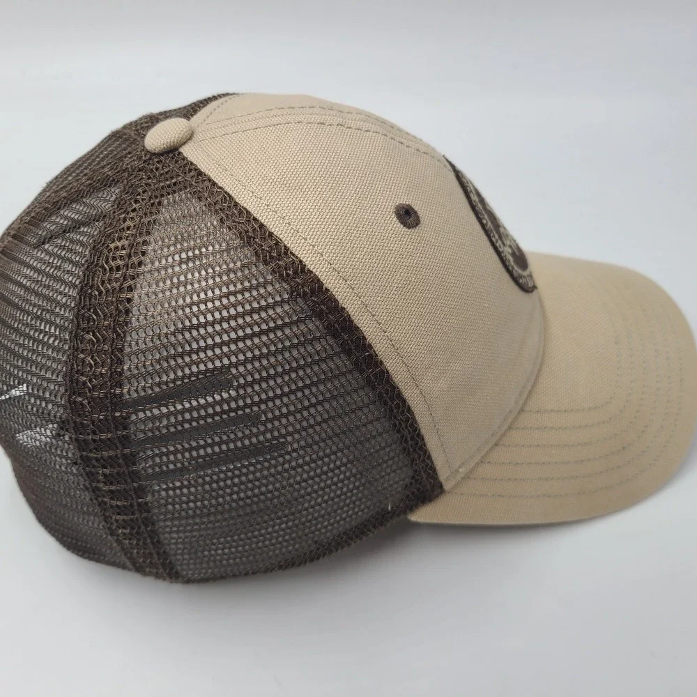 The North Face Hat Snapback Trucker Mesh Beige Brown Logo Patch Hike Outdoor Men
